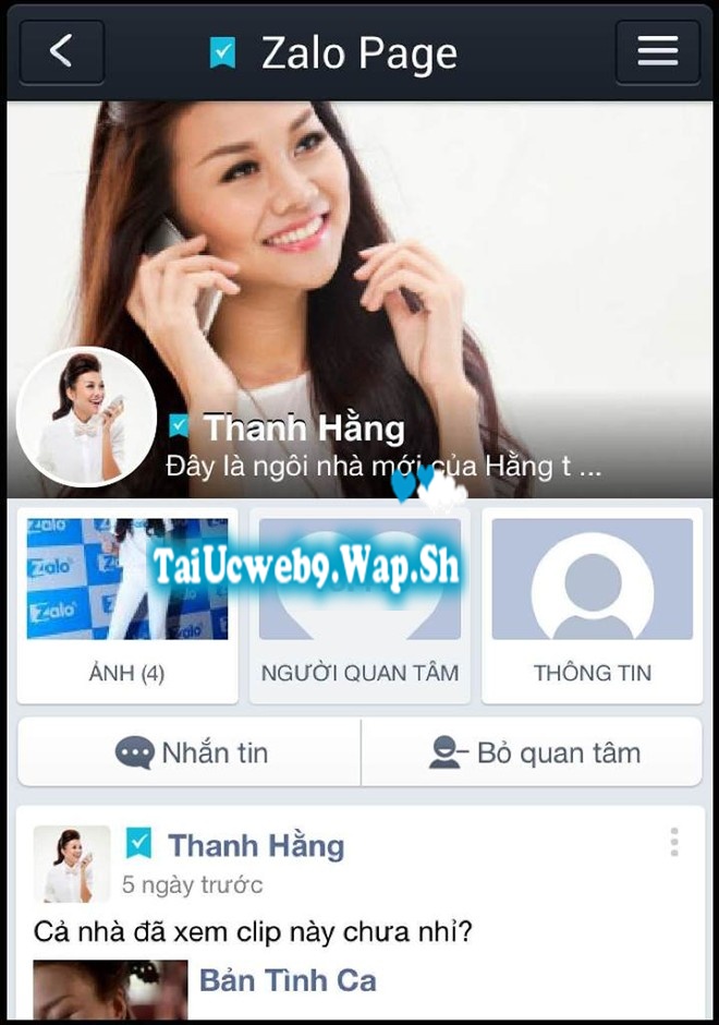 Trang Zalo cua Thanh Hang thu hut hang ngan nguoi quan tam 1
